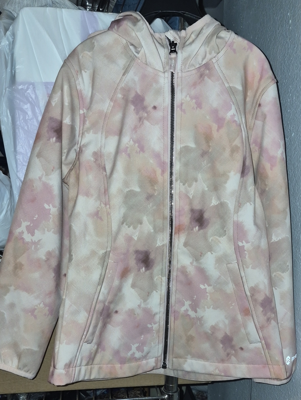 Free Country Girls' Pastel Tie-Dye Hooded Zip Jacket - Pink & Cream